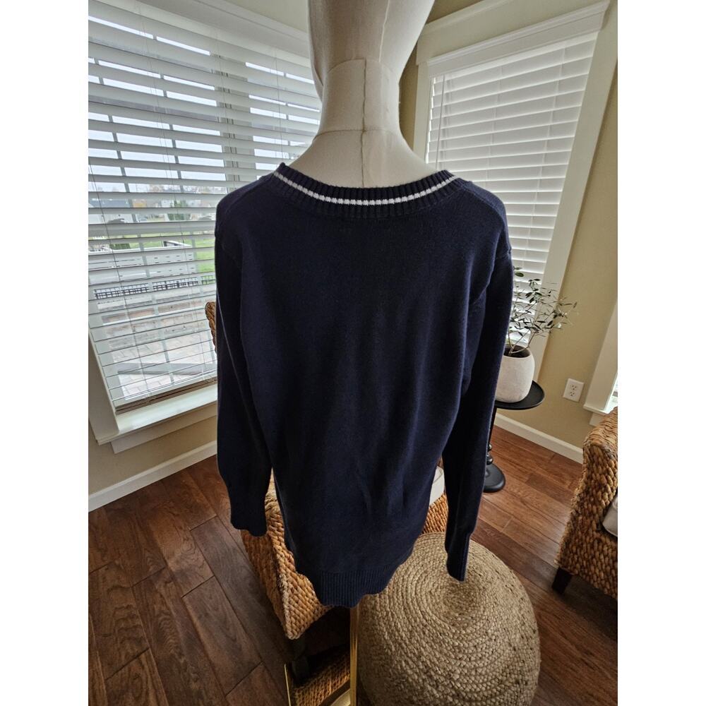 Lands' End Varsity Knit Cardigan Sweater Women's Size XL Navy Blue Preppy - Picture 4 of 6